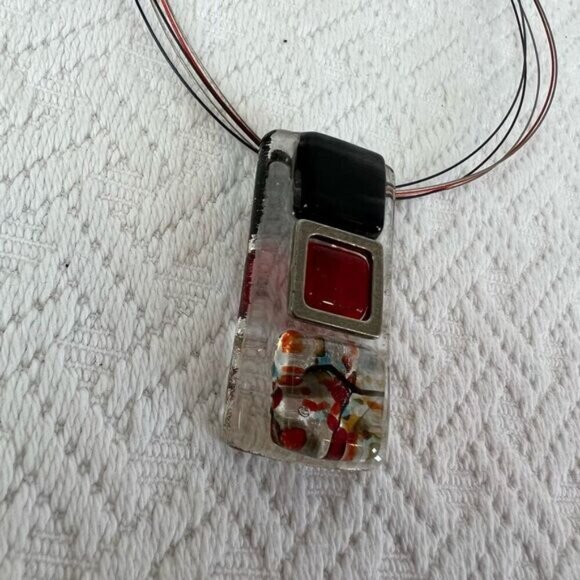 Vintage Resin Art Glass Clasp Closure Necklace Statement Piece - Picture 15 of 15